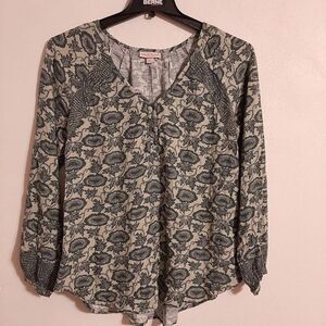 Knox rose long sleeve green v-neck tunic top xl